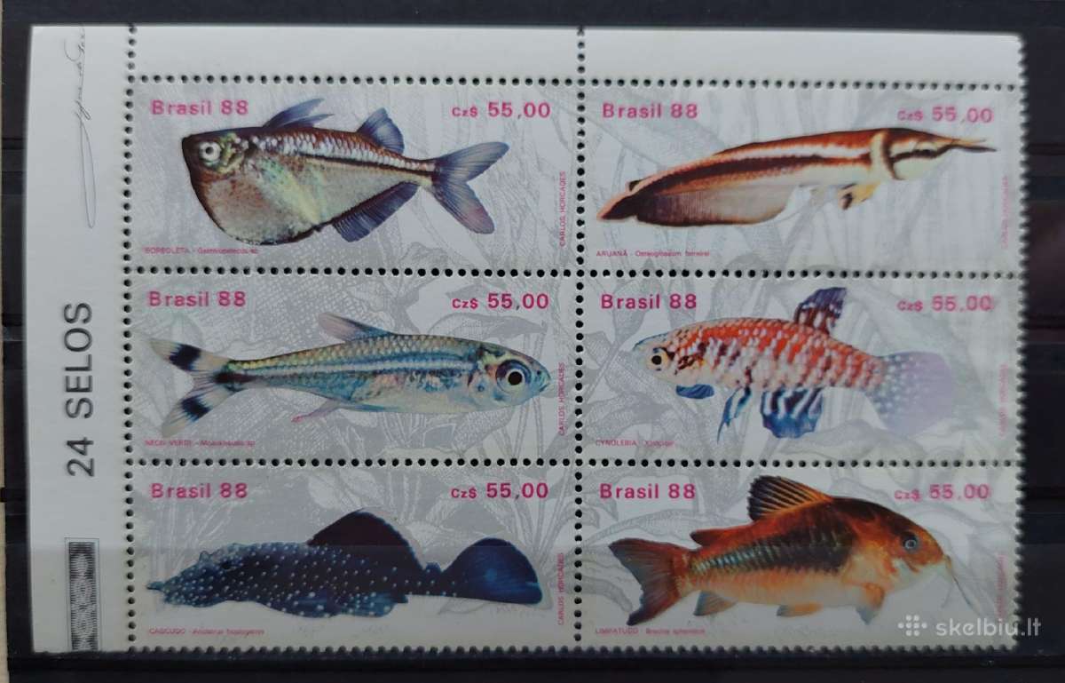 Brazilija 1988 žuvis, švarūs, Michel 2276-2281
