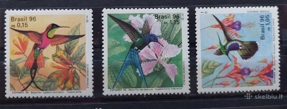 Brazilija 1996 paukščiai, švarūs, Michel 2700-2702