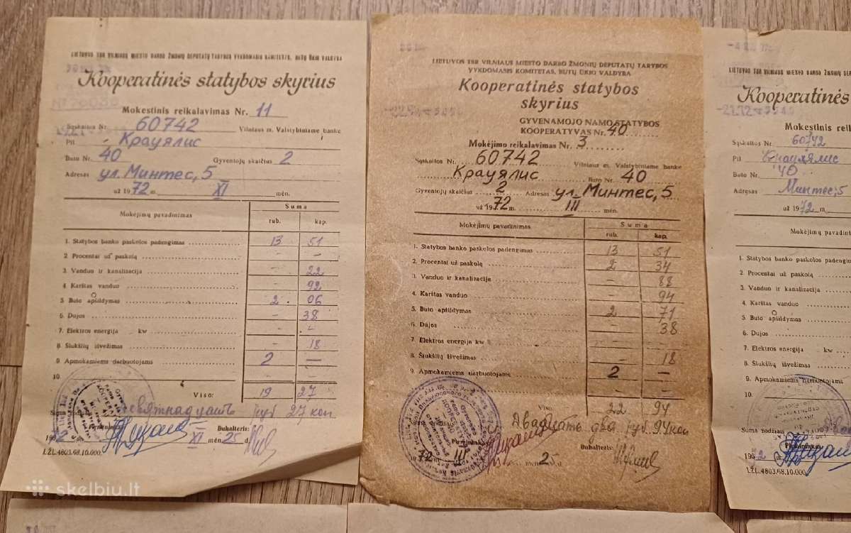 Mokesčių kvitai 1972 Lietuva - nuotraukos Nr. 2