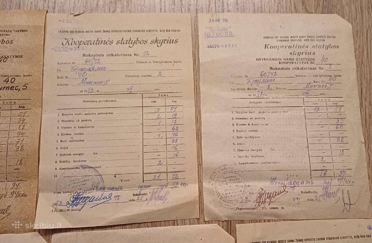 Mokesčių kvitai 1972 Lietuva - nuotraukos Nr. 3