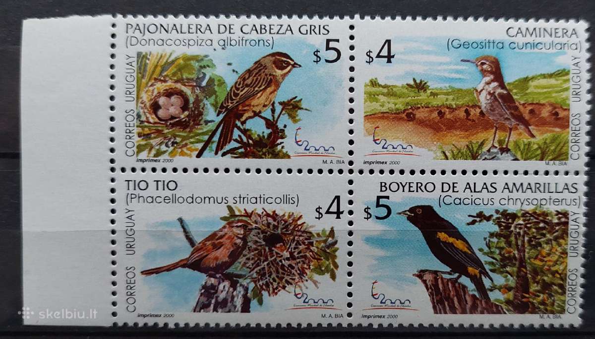 Urugvajus 2000 paukščiai, švarūs, Michel 2561-2564