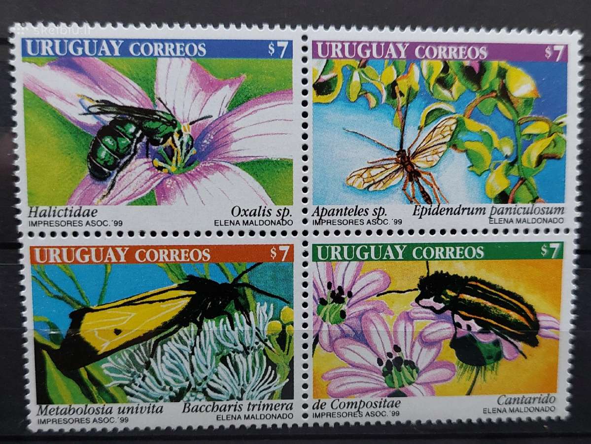 Urugvajus 1999 vabzdžiai, švarūs, Michel 2482-2485