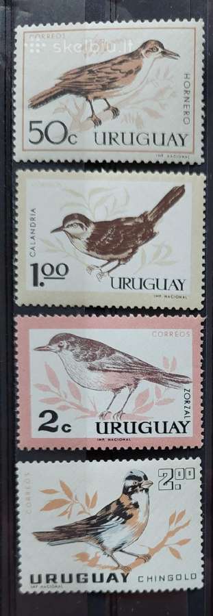 Urugvajus 1963 paukščiai, švarūs, Michel 955-958
