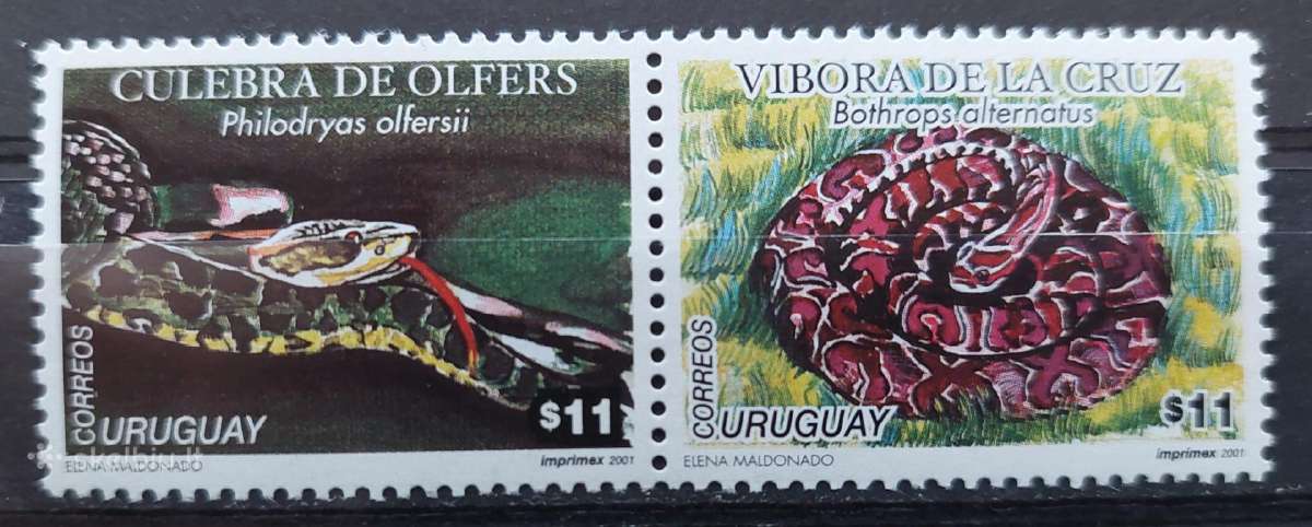 Urugvajus 2001 gyvates, švarūs, Michel 2597-2598
