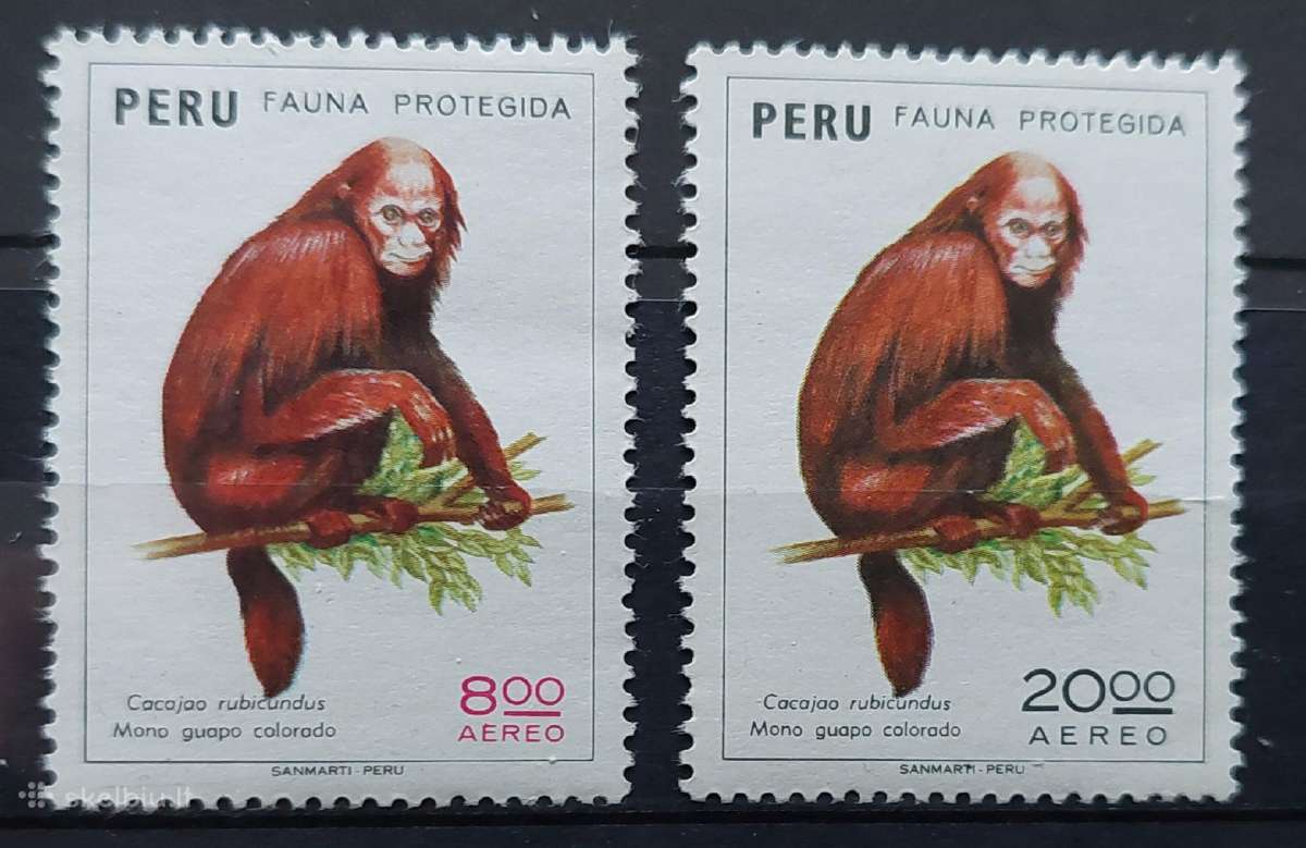 Peru1974 Beždžiones, švarūs, Michel 976-977