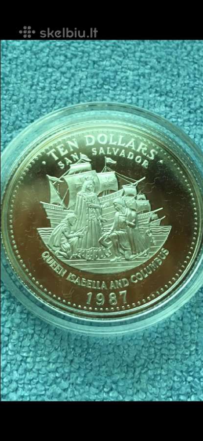 Moneta Bahamas 1987m. 10 dollars, sidabras