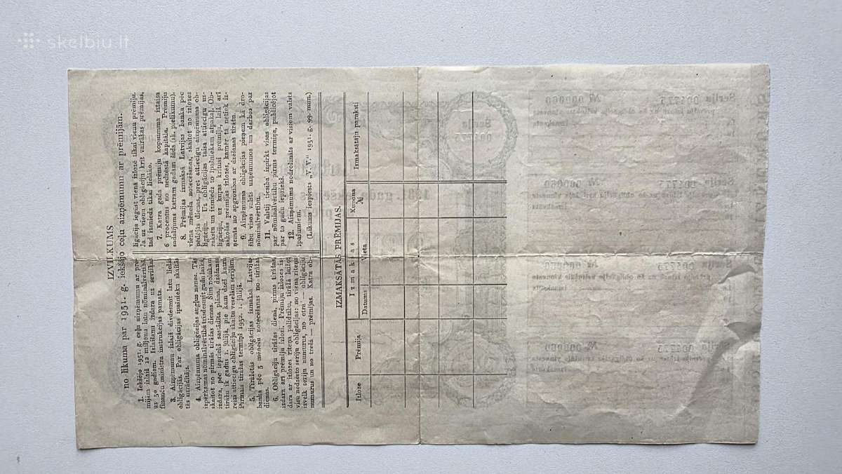 1931 Latvija Obligacija 25 latams - nuotraukos Nr. 2