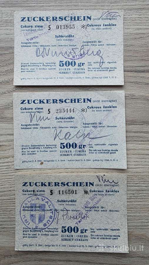 1943m. cukraus ženklai Lietuva Vokietija