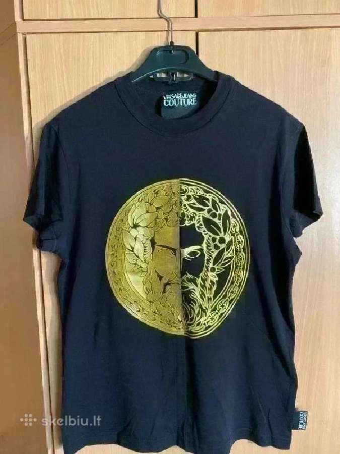Versace Jeans Couture moteriški juodi marškinėliai
