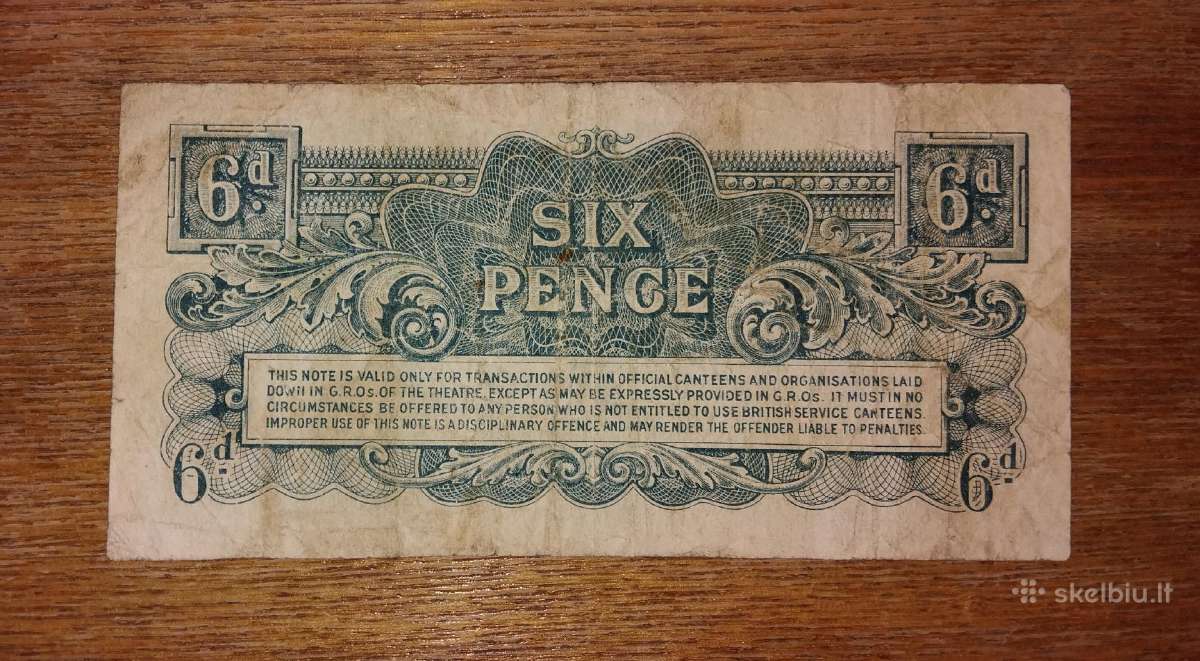 Anglijos 6 pencu banknotas - nuotraukos Nr. 2