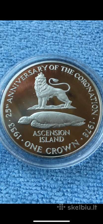 Moneta Ascension island 1978m. 1 krona, sidabras
