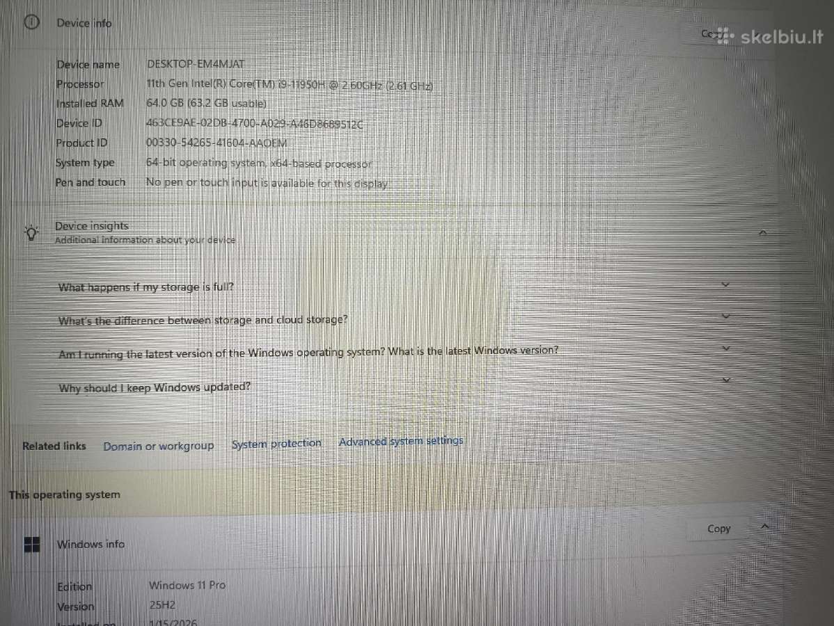 Precision 7560 15.6 i9-11950h 64gb 1tb SSD A3000 - nuotraukos Nr. 6