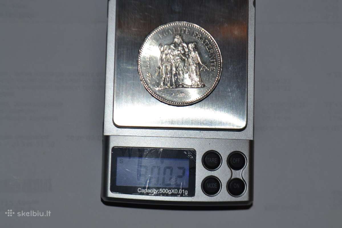 Sidabrine 50 Francs 1974 m.puiki moneta