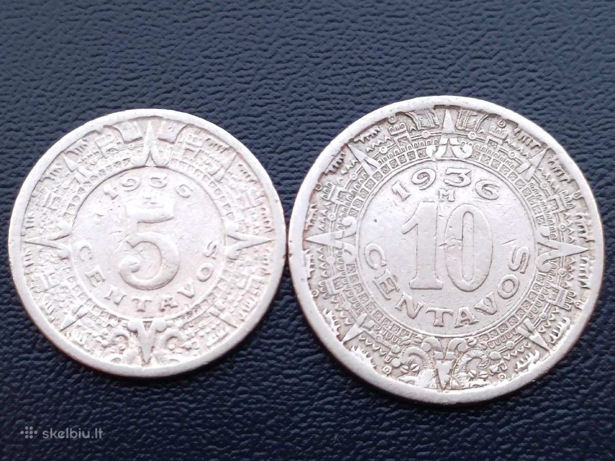 5 ir 10 centavų 1936m. Meksika