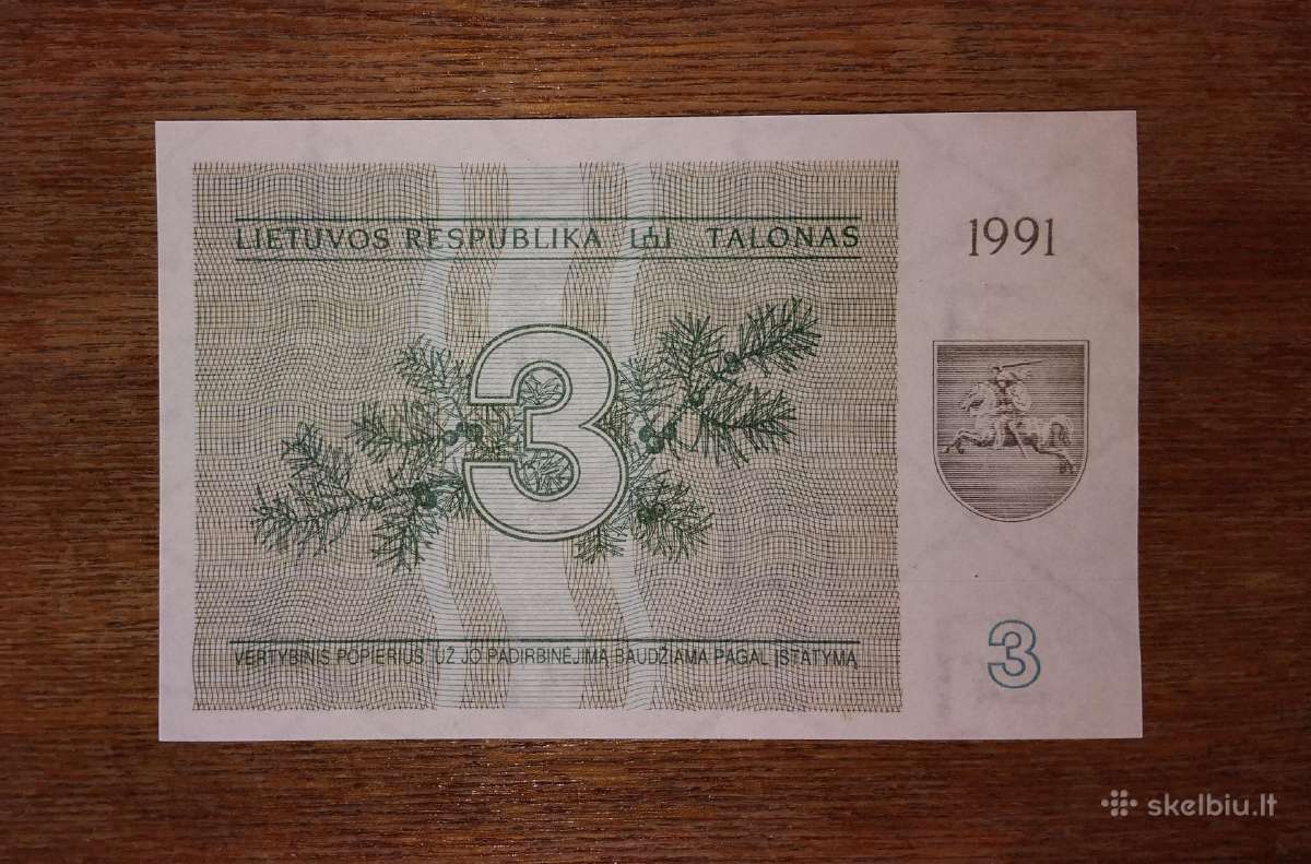 Lietuvos 3 talonu banknotas - nuotraukos Nr. 2