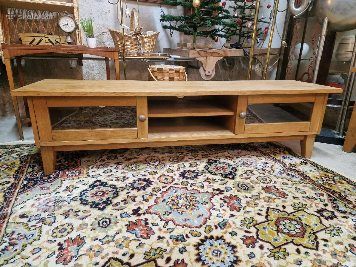 Vintažinė mid century ąžuolinė žema konsolė
