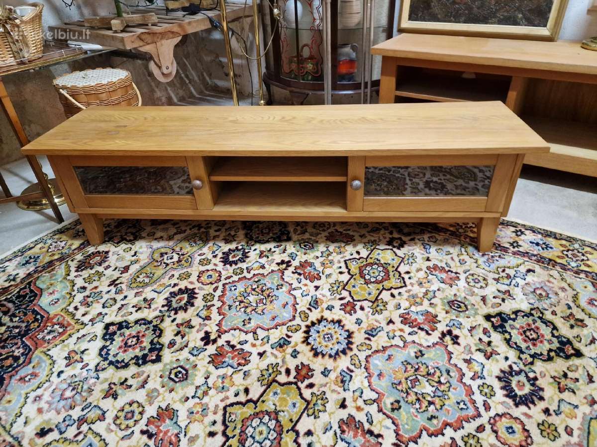 Vintažinė mid century ąžuolinė žema konsolė - nuotraukos Nr. 2