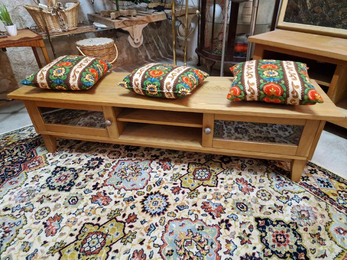 Vintažinė mid century ąžuolinė žema konsolė - nuotraukos Nr. 8