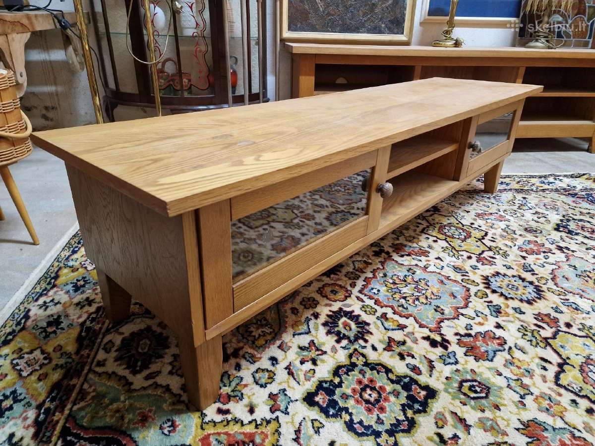 Vintažinė mid century ąžuolinė žema konsolė - nuotraukos Nr. 10