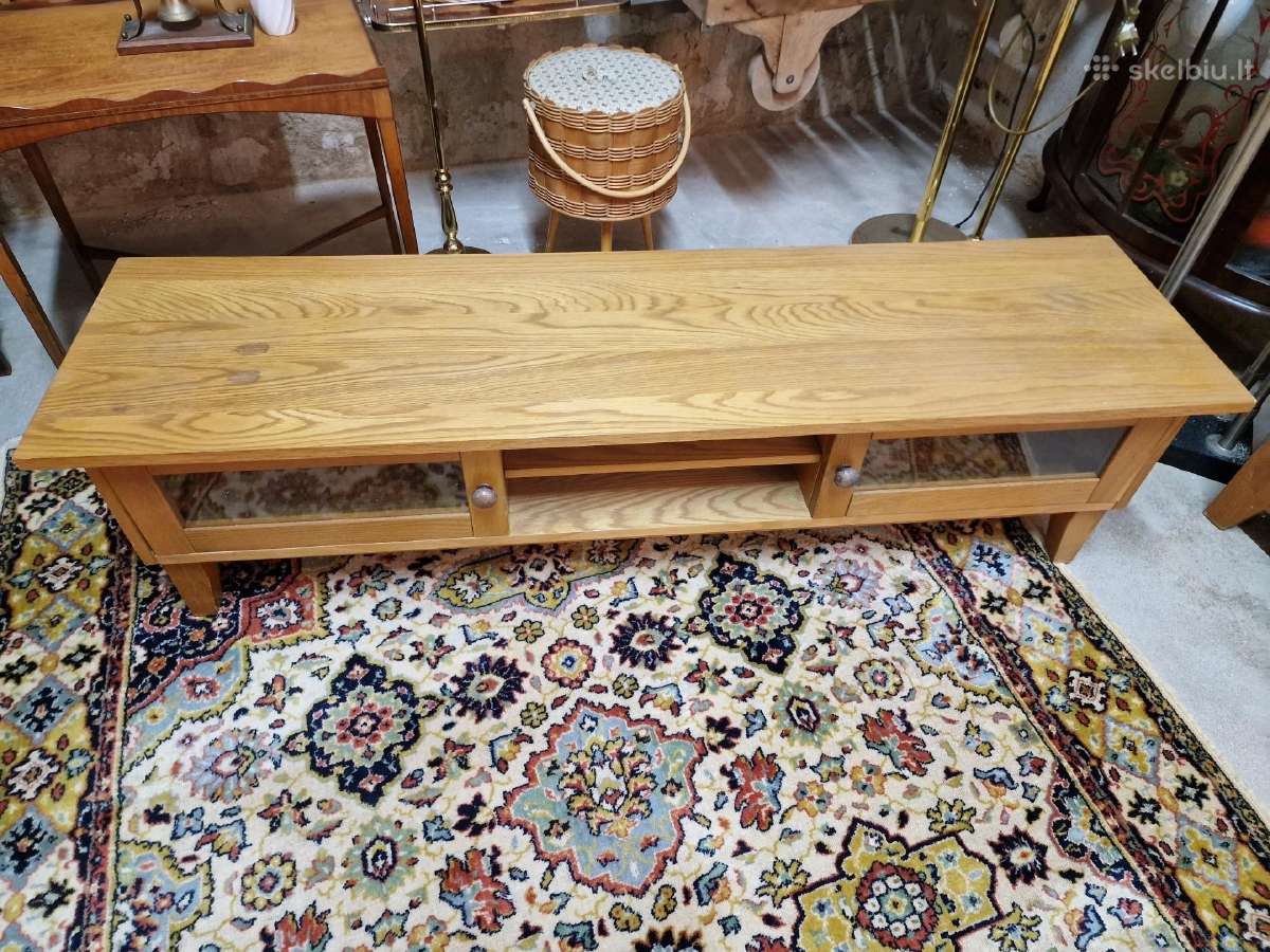 Vintažinė mid century ąžuolinė žema konsolė - nuotraukos Nr. 25