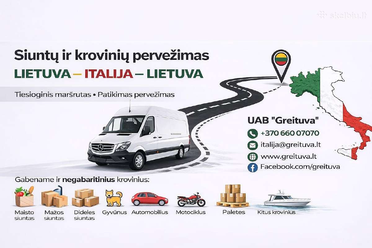 Siuntu gabenimas Lietuva-čekija-austrija-italija