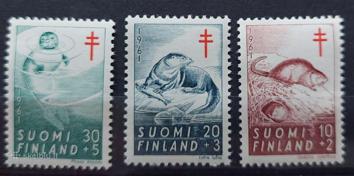 Suomija 1961 gyvūnai, švarus Michel 536-538