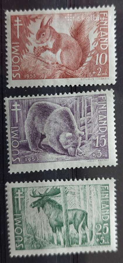 Suomija 1953 gyvūnai švarus Michel 418-420