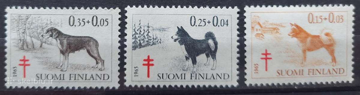 Suomija 1965 šunis, švarus Michel 600-602