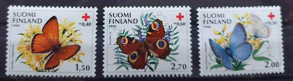 Suomija 1990 drugeliai, švarus Michel 1110-1112