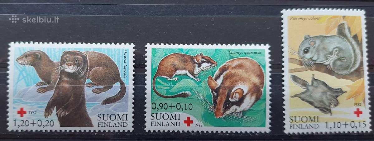 Suomija 1982 gyvūnai, švarus Michel 913-915