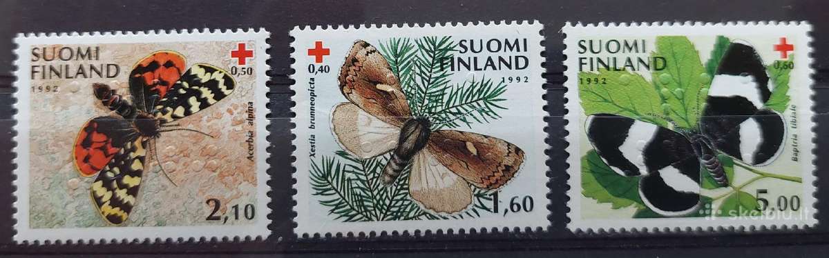Suomija 1992 drugeliai, švarus Michel 1169-1171