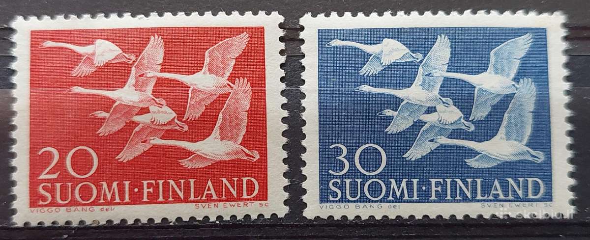 Suomija 1956 paukščiai, švarus, Michel 465-466