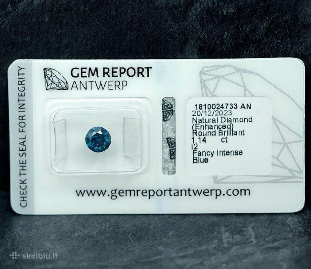 1 vnt. deimantas (apdorotas spalvotai) - 1,14 ct.
