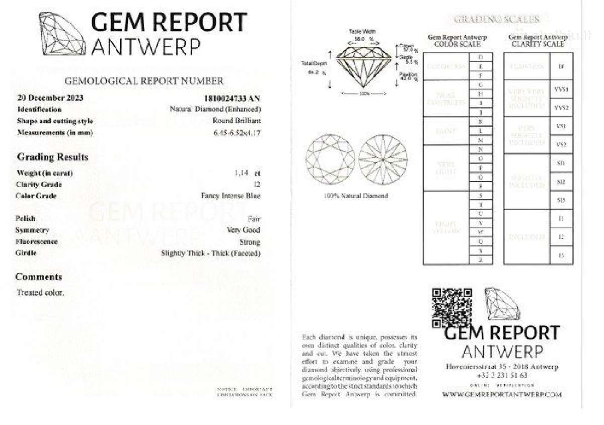 1 vnt. deimantas (apdorotas spalvotai) - 1,14 ct. - nuotraukos Nr. 9