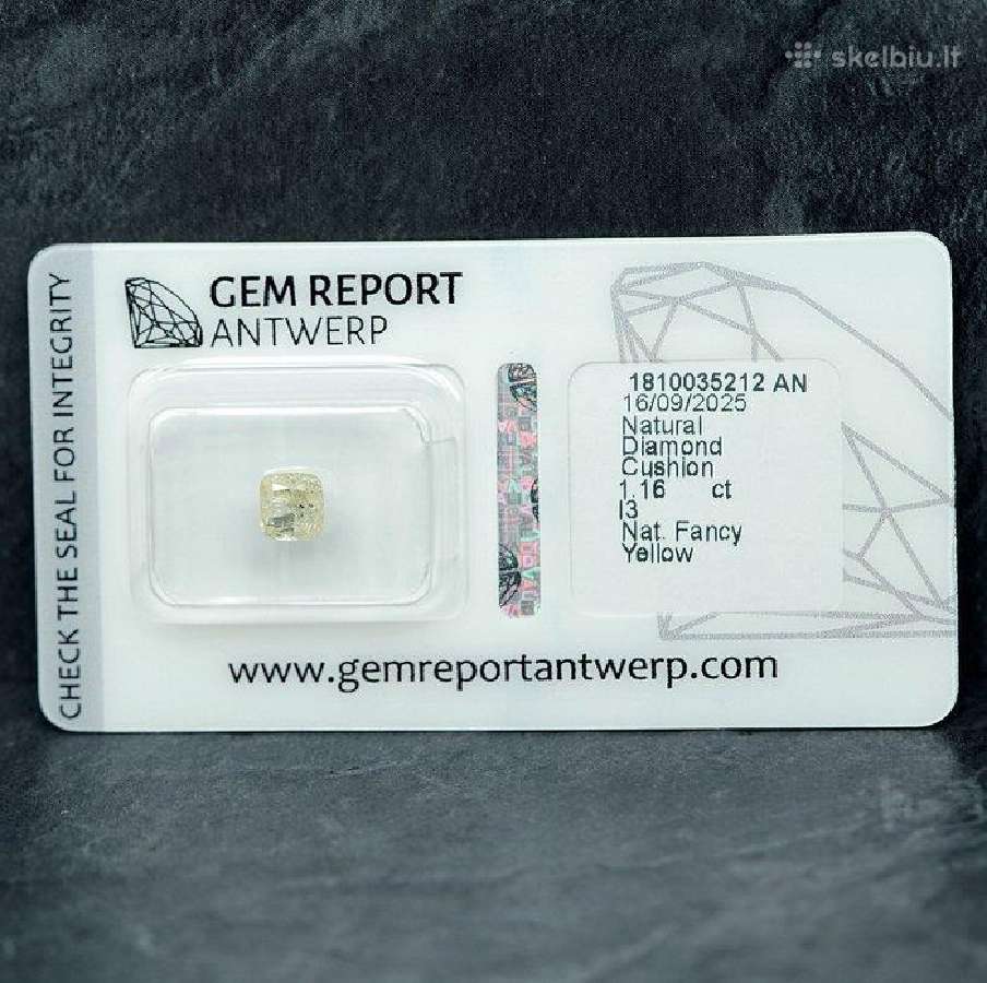 1 vnt. deimantas (natūralios spalvos) 1,16 ct.