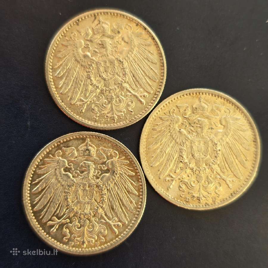 Vokietija 1914,1915 1 Mark Ag900 5,56g - nuotraukos Nr. 2