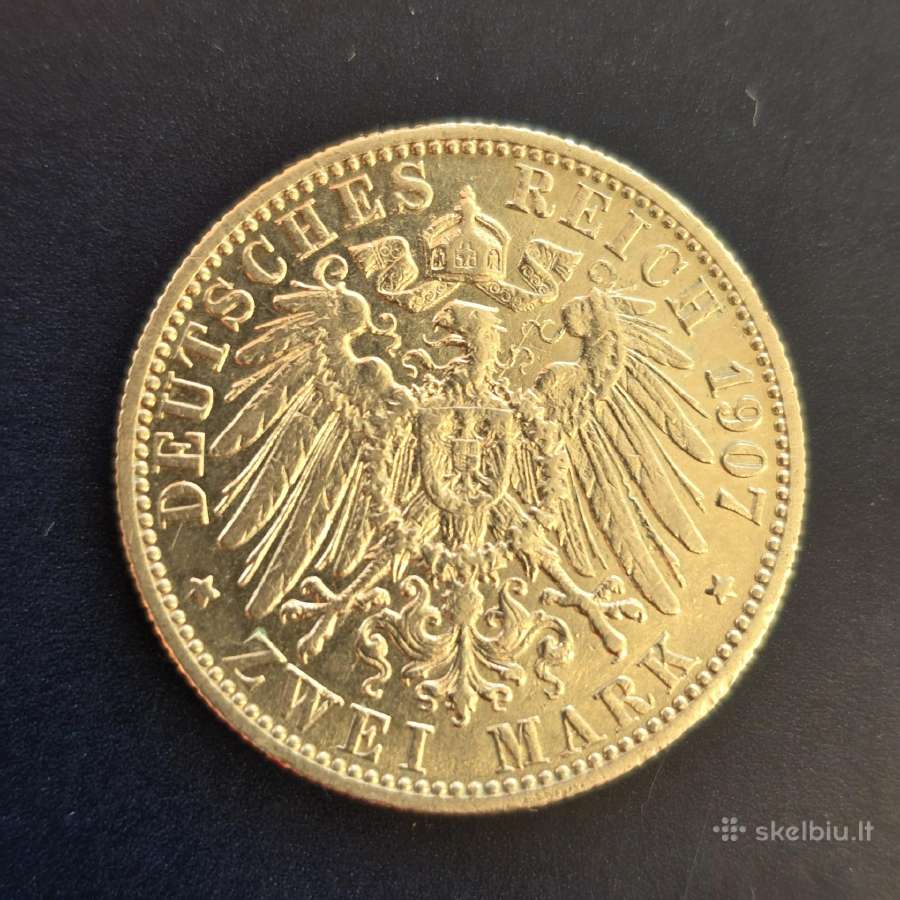 Vokietija 1907 2 Mark Ag900 11,1g Viurtenbergas - nuotraukos Nr. 2