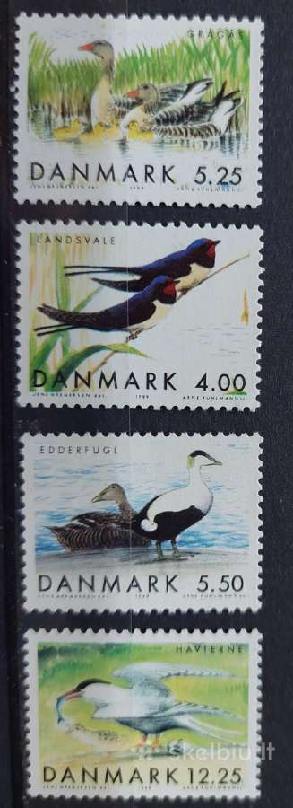 Danija 1999 paukščiai, švarus, Michel 1223-1226