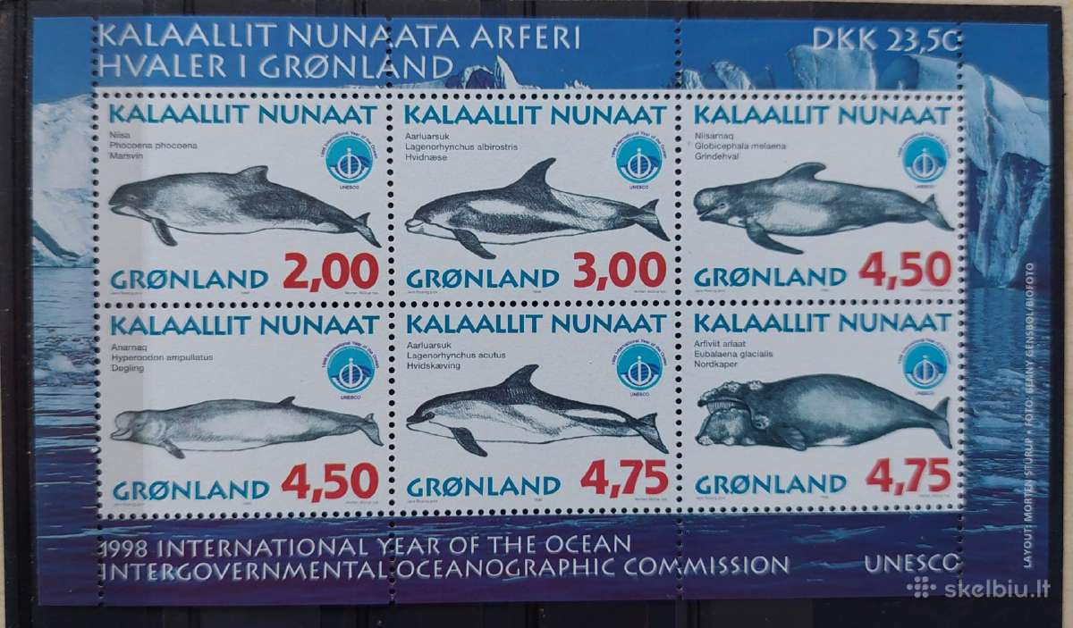 Grenlandija 1998 Banginiai, švarus, Michel block1