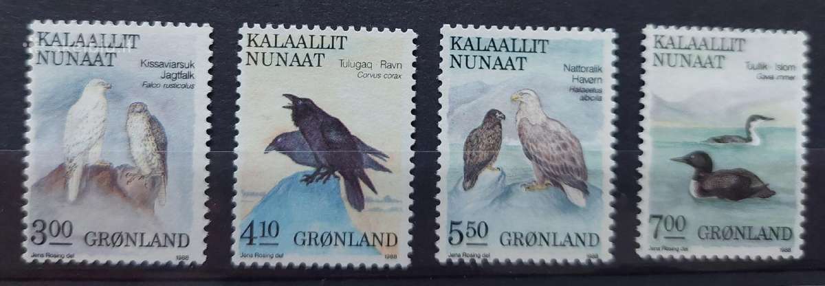 Grenlandija 1988 paukščiai, švarus, Michel 181-18