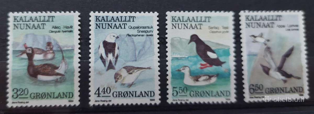 Grenlandija 1989 paukščiai, švarus, Michel 191-19