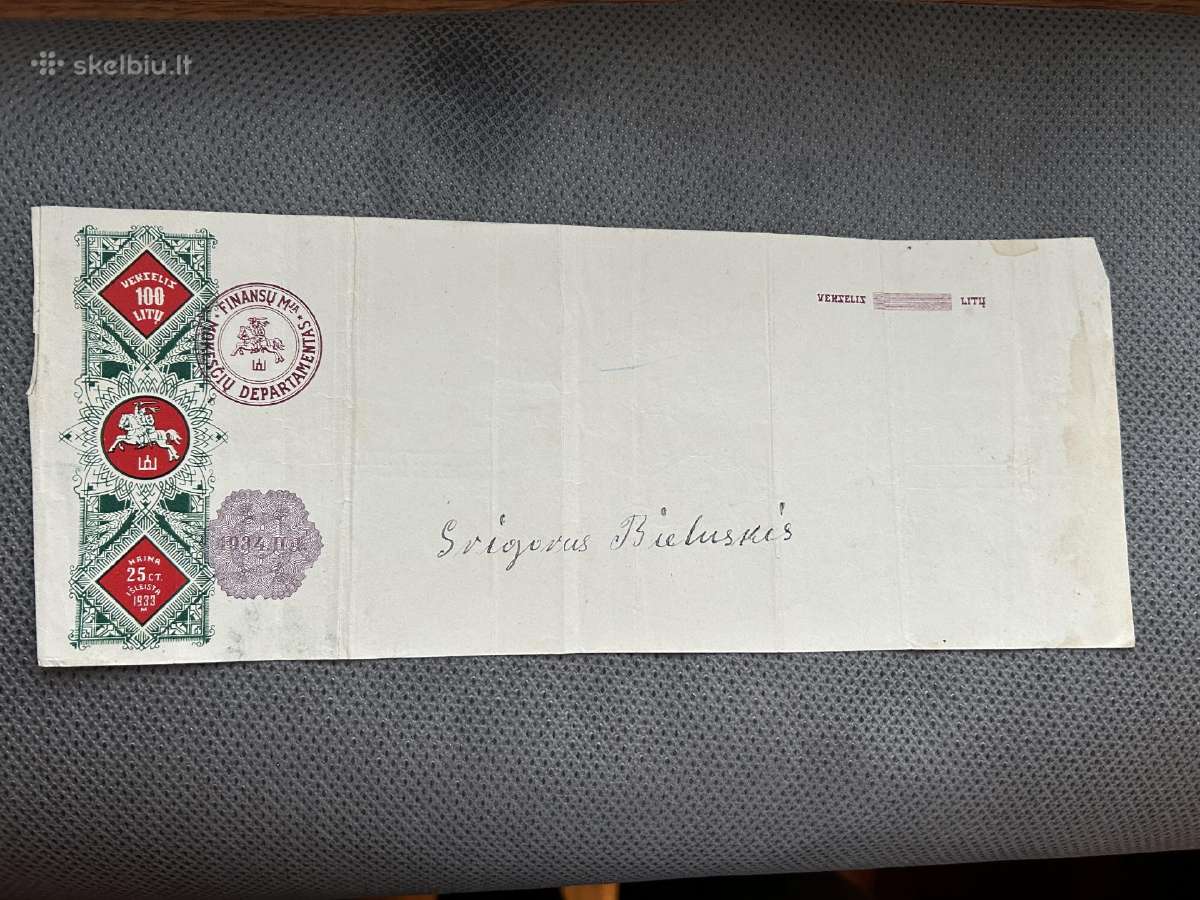 100 litų vekselis 1933 m.