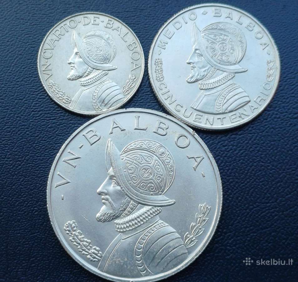 1/4, 1/2, ir 1 balboa. Panama sidabras 900 unc. - nuotraukos Nr. 2