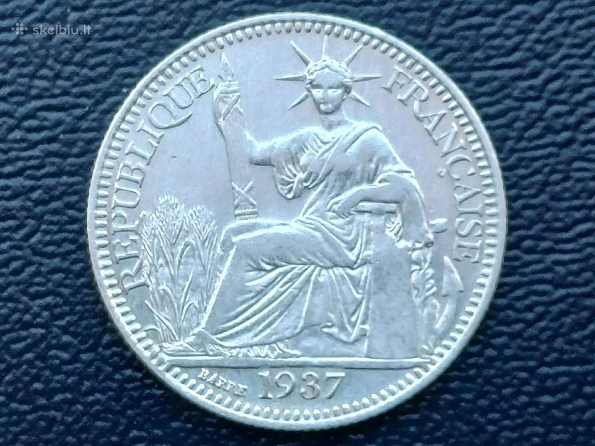 10 centų 1937m. Indokinija sidabras 680