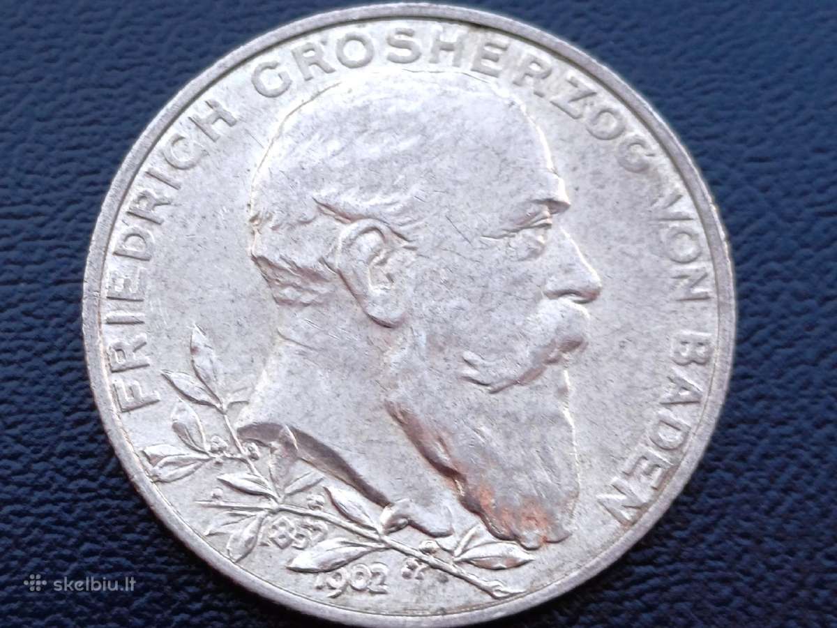 2 markes 1902m. Sidabras 900 unc - nuotraukos Nr. 2