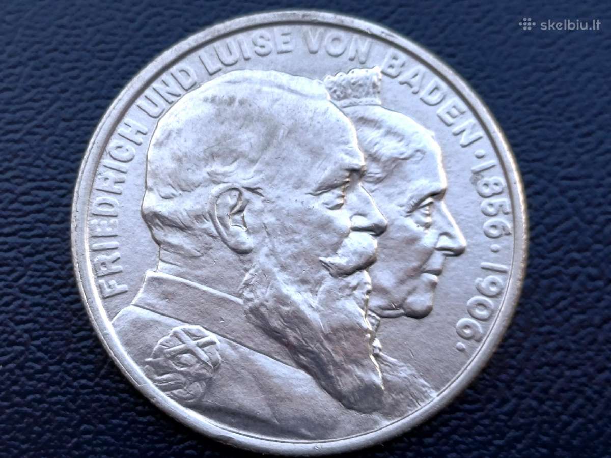 2 markes 1906m. Sidabras 900 unc - nuotraukos Nr. 2