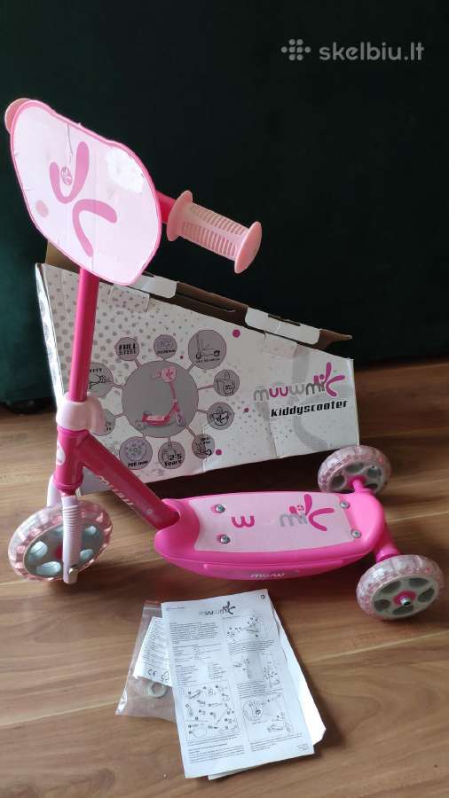 Vaikiškas paspirtukas Kiddy – rožinis. Naujas.19€ - nuotraukos Nr. 2