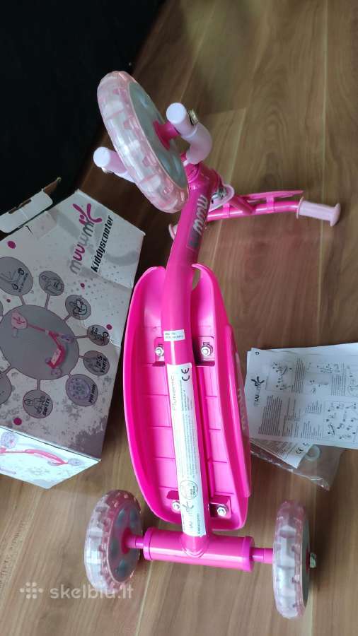 Vaikiškas paspirtukas Kiddy – rožinis. Naujas.19€ - nuotraukos Nr. 4