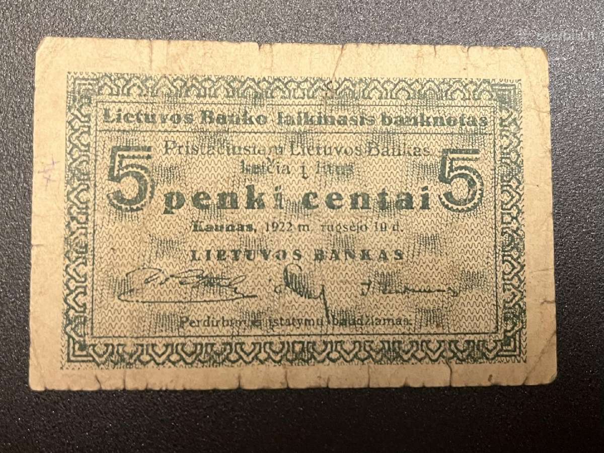 5 centai 1922 m.