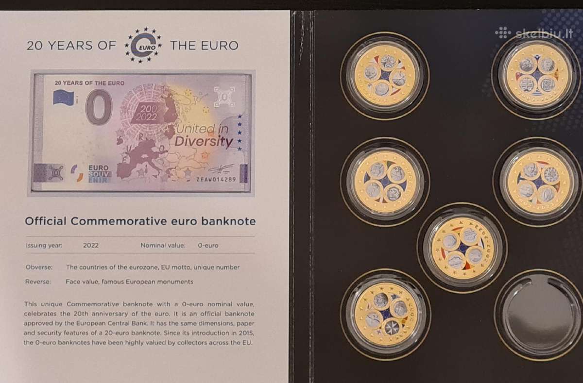 Proginiai medaliai "20 years of the Euro" ir 0 eur